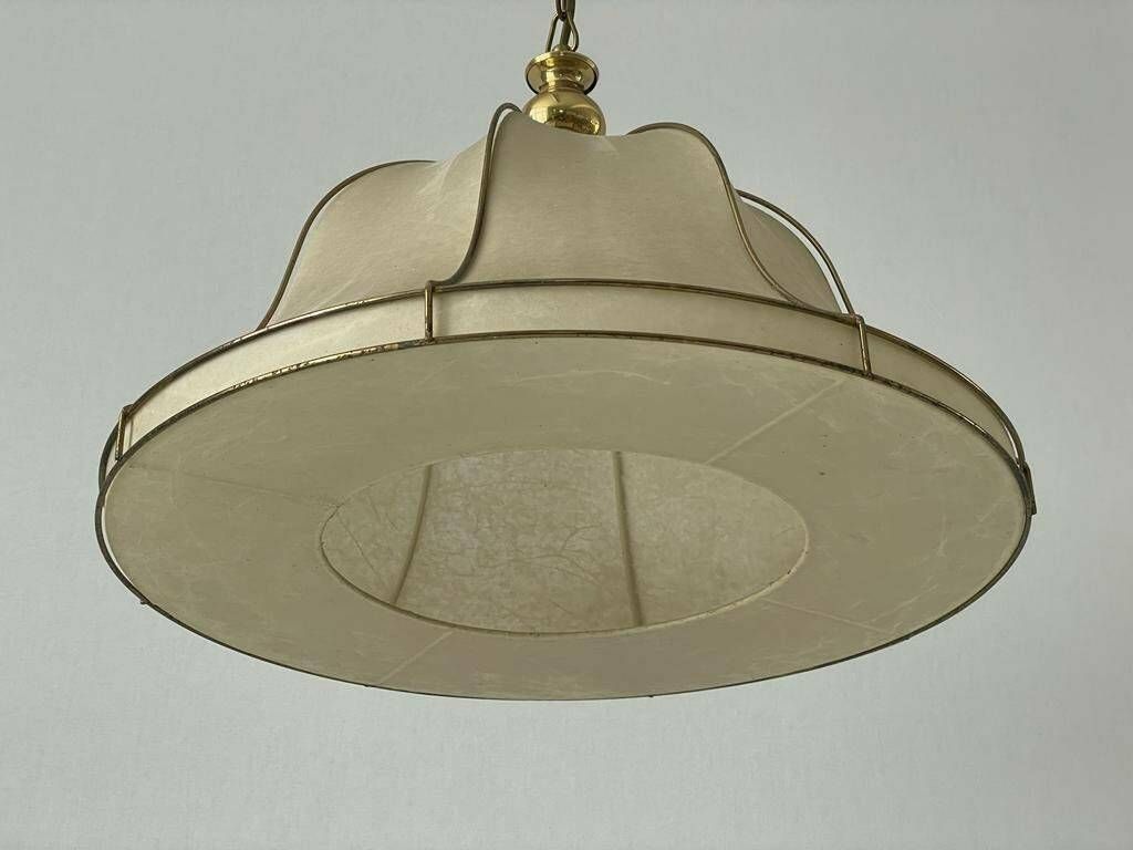 Unusual Design Cocoon Pendant Lamp With Gold Metal Shade Frame, 1960s, Germany photo buy