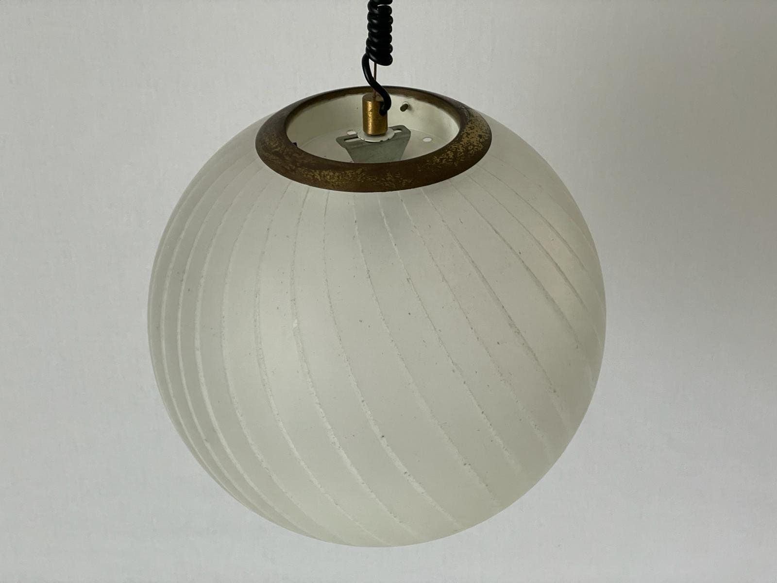 Italian Swirl Ball Glass Pendant Lamp, 1960s, Italy photo vinterior