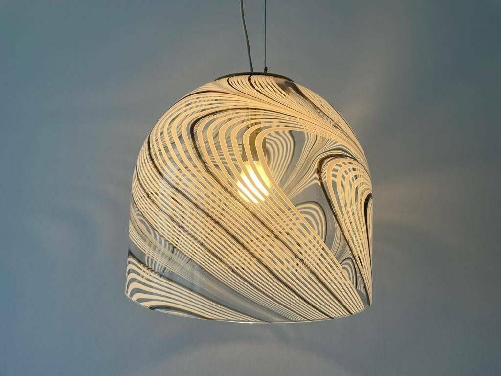 Swirl Design Murano Glass Pendant Lamp, 1970s, Italy photo furniture
