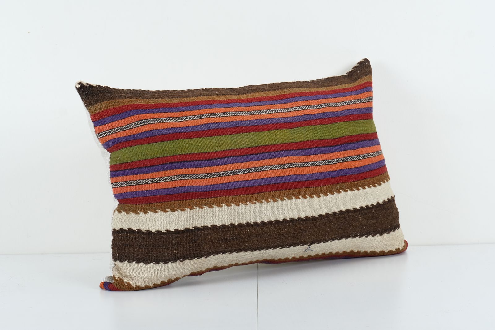 Hemp Turkish Handwoven Unique  Tribal Kilim Pillow Cover,  Pillow Cover, Neutral Wool Chair Pillow photo for sale