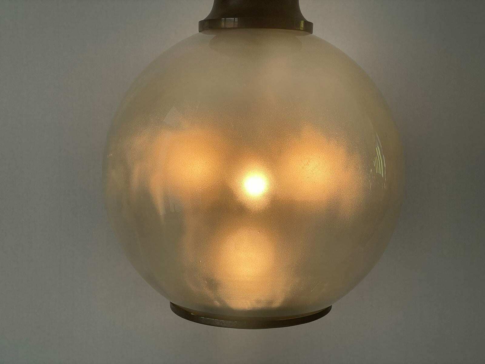 Exceptional Italian Design Smoked Ball Glass Large Pendant Lamp, Italy, 60s photo vintage
