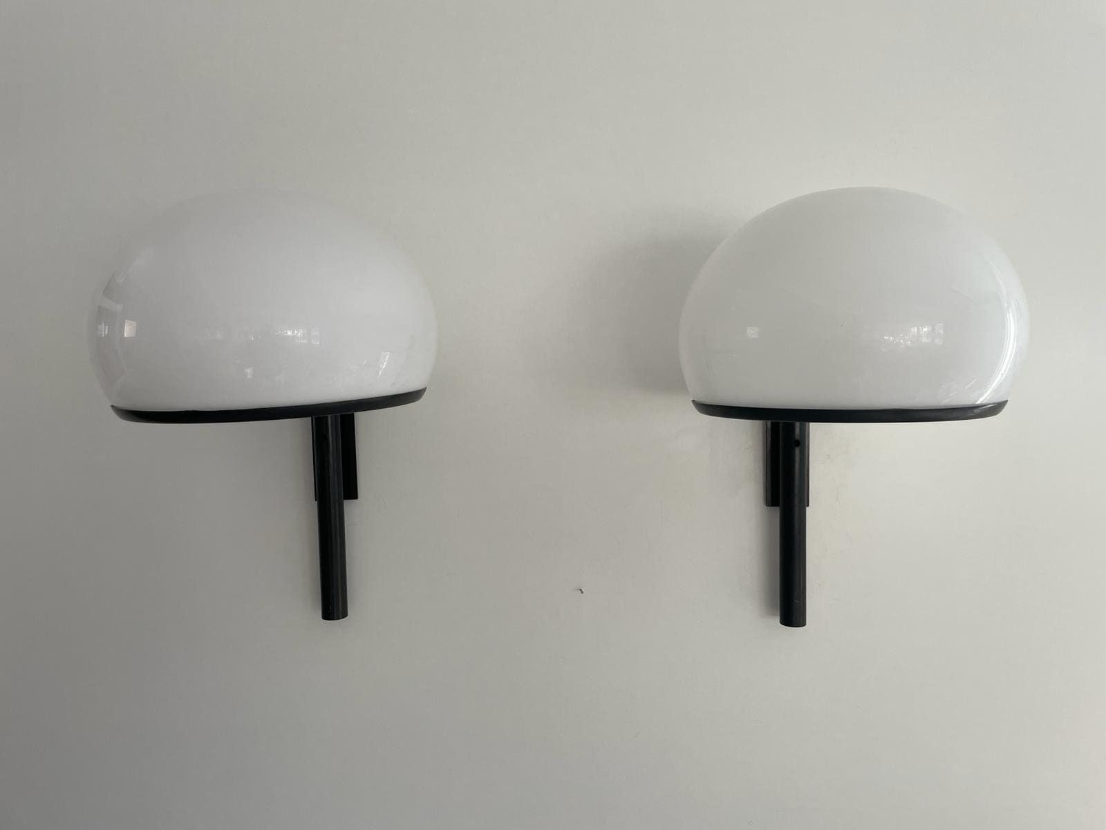 photo for sale Wonderful White Acrylic Pair Of "Large" Sconces By Arteluce, Italy, 1960s