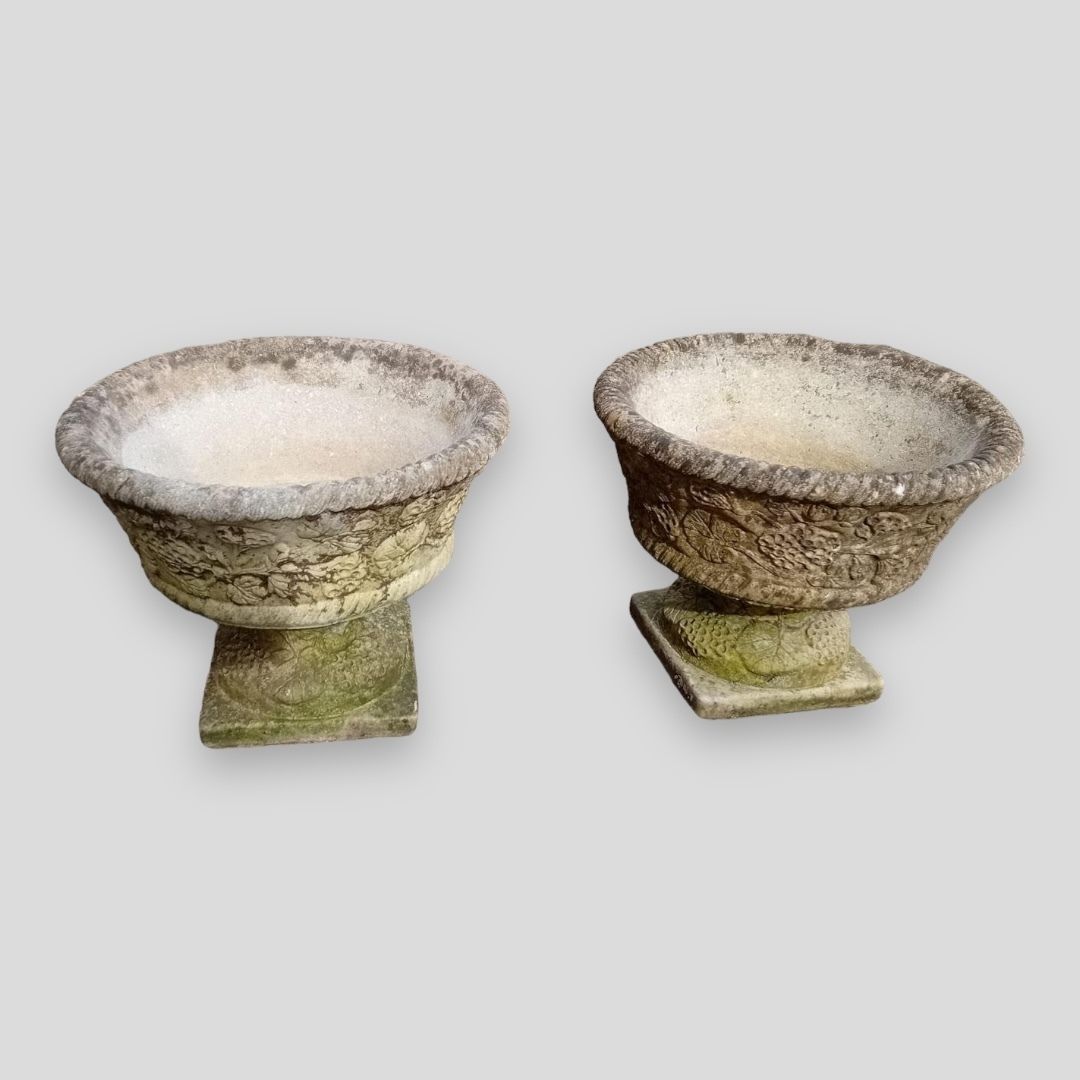 A Pair Of Smart Sandford Stone Planters On Plinths photo furniture
