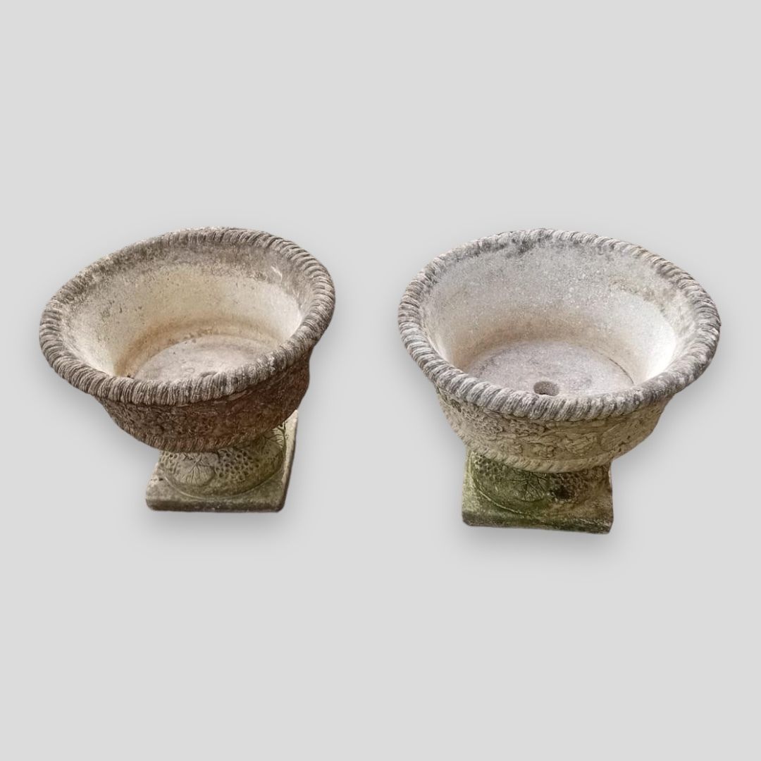 A Pair Of Smart Sandford Stone Planters On Plinths photo 495.0
