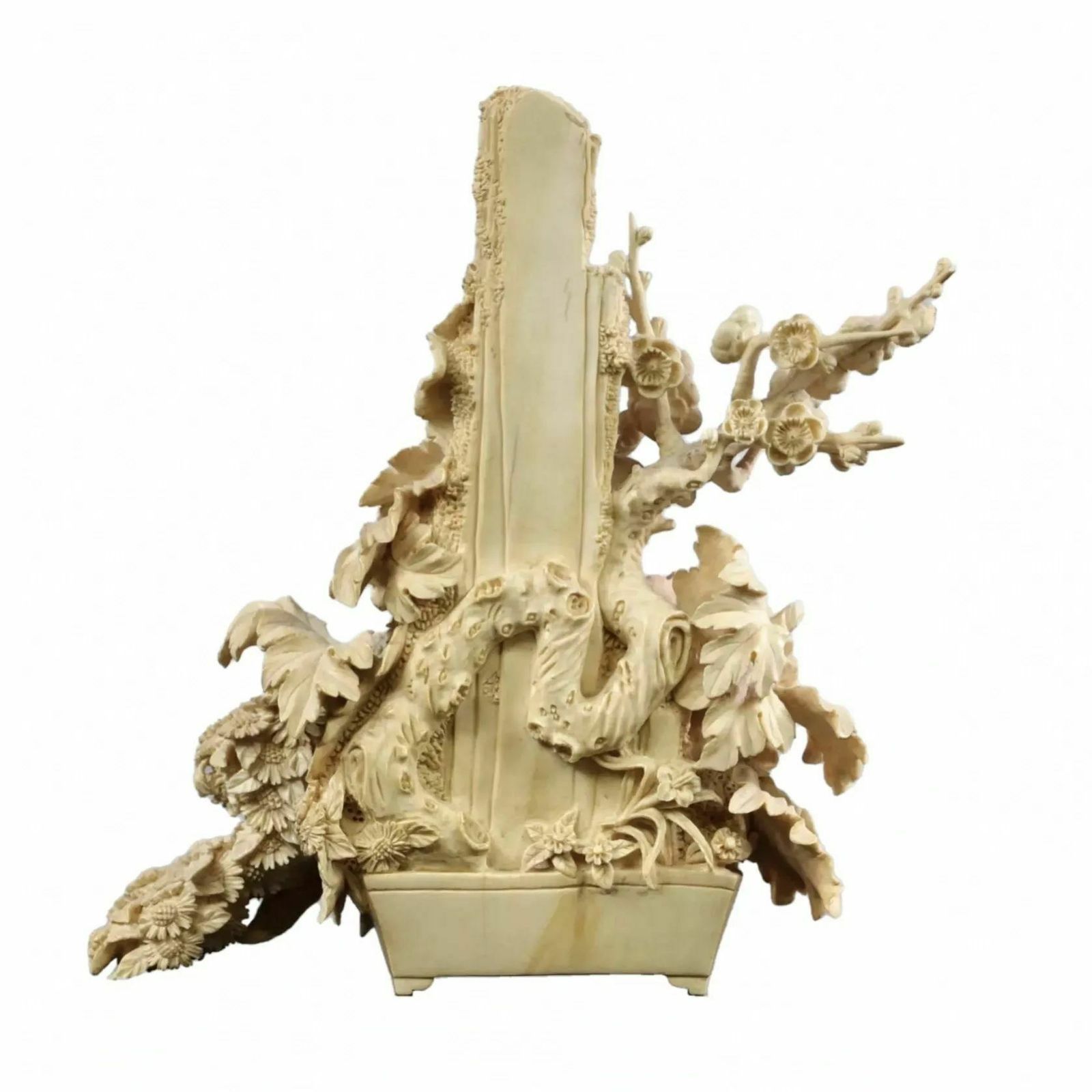 Ikebana "Flowers". Meiji Japan Period Bone Carvings photo Art