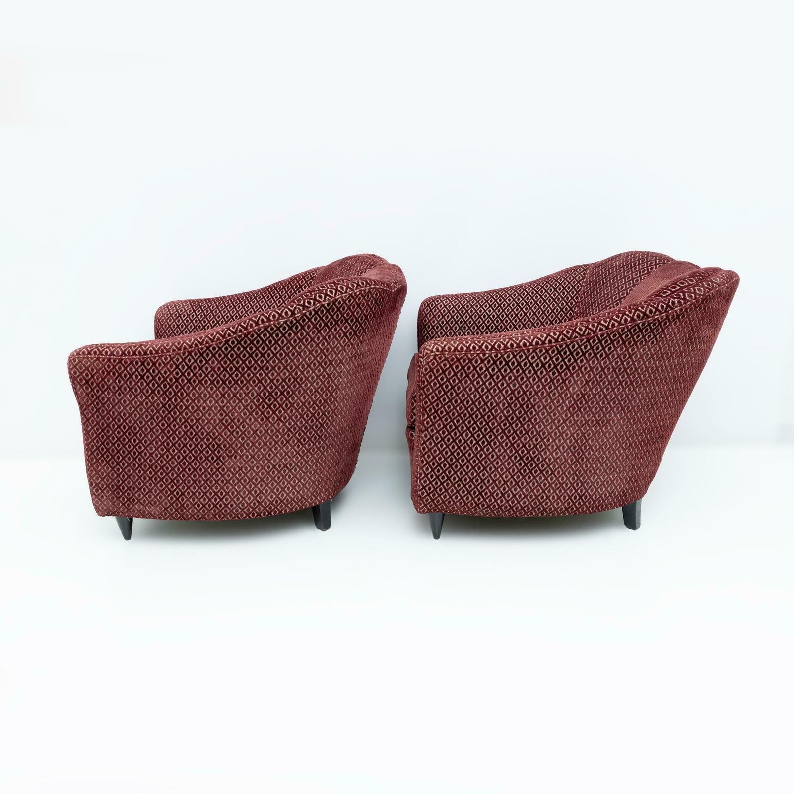 Pair Of Gio Ponti Mid Century Modern Velvet Armchairs For Casa E Giardino, 1950s photo vinterior