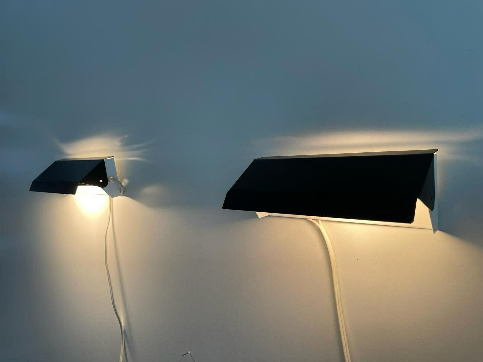 Mid Century Modern Black And White Metal Pair Of Sconces By Horn Leuchten, Adjustable Reflectors, Stilnovo Era, 1950s, Germany photo 1719.0
