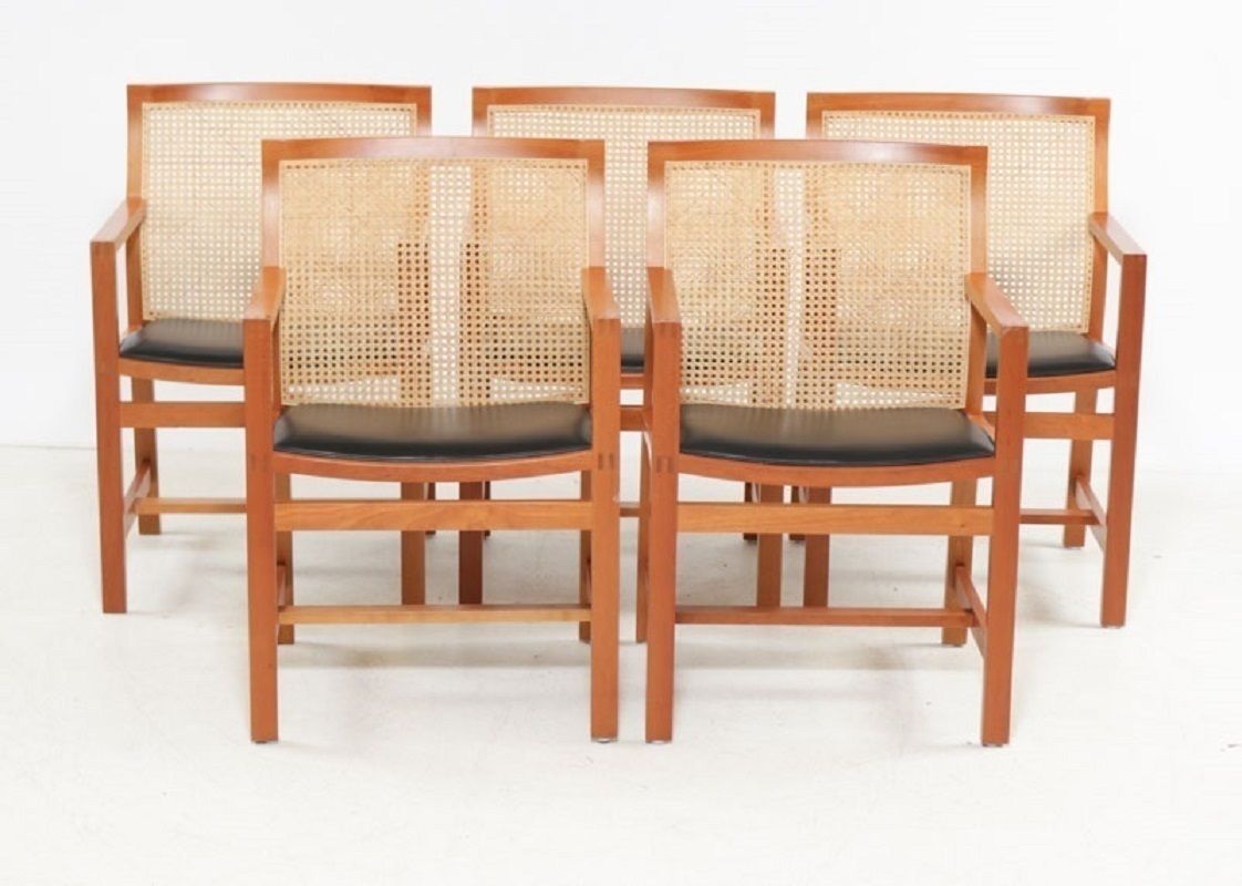 1980s Rud Thygesen And Johnny Sorensen Set Of Five King Series Cherry Armchairs