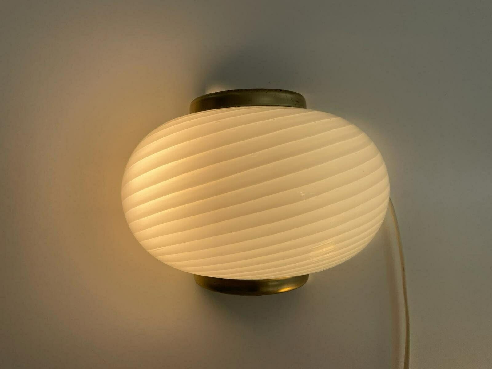 Swirl Pattern Murano Glass And Brass Set Of 3 Sconces By Beatrix, 1970s, Italy photo 999.0