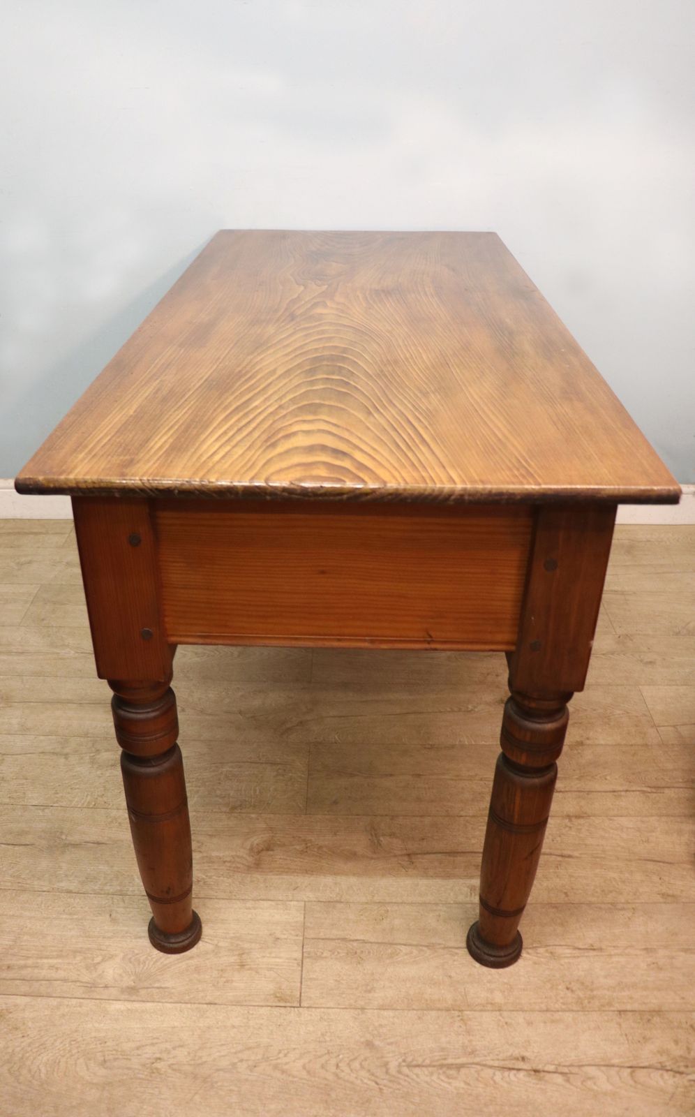 A Lovely Victorian Stained Pine And Elm Topped Table. photo Furniture