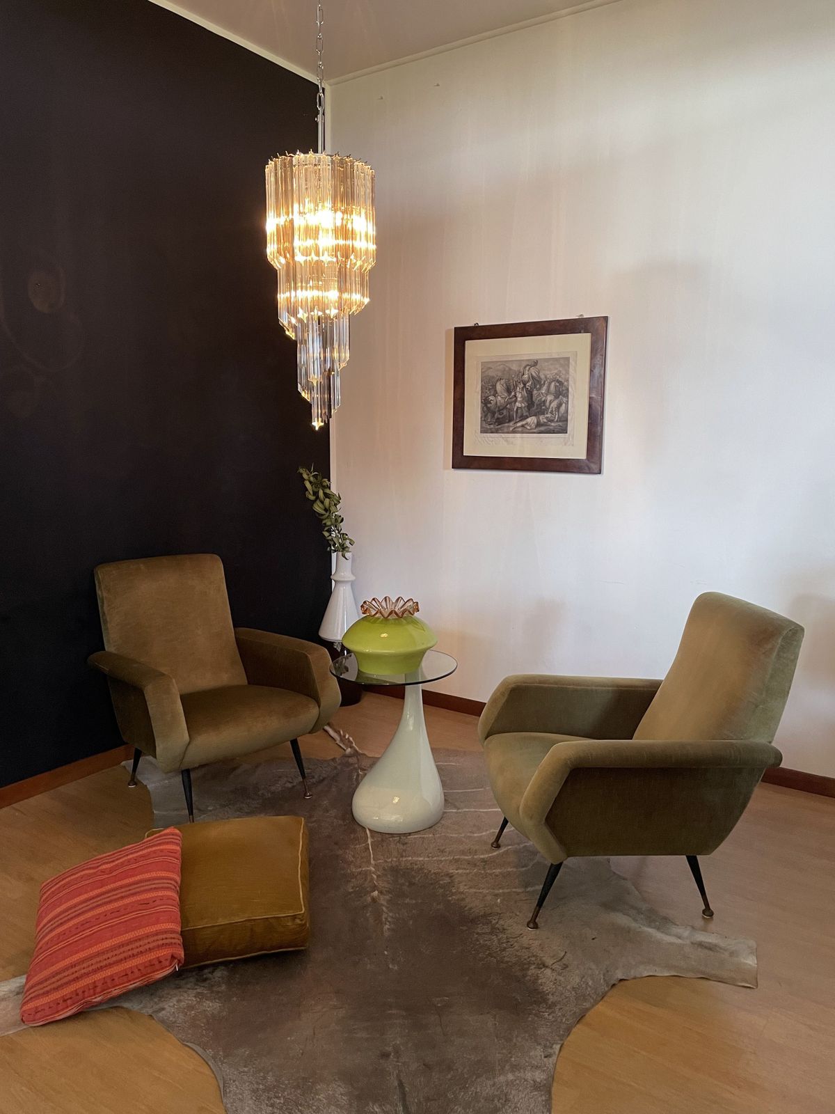1035.0 Murano Big Chandelier  – 54 Quadriedri Prisms Trasparent And Smoked photo