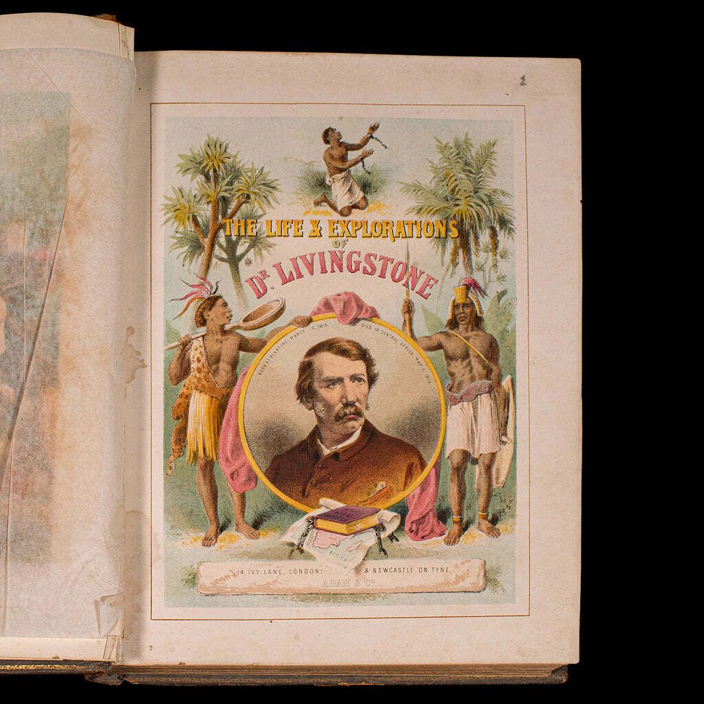 Antique Life & Explorations Of DR Livingstone Book, African Travel, Victorian photo Home Decor