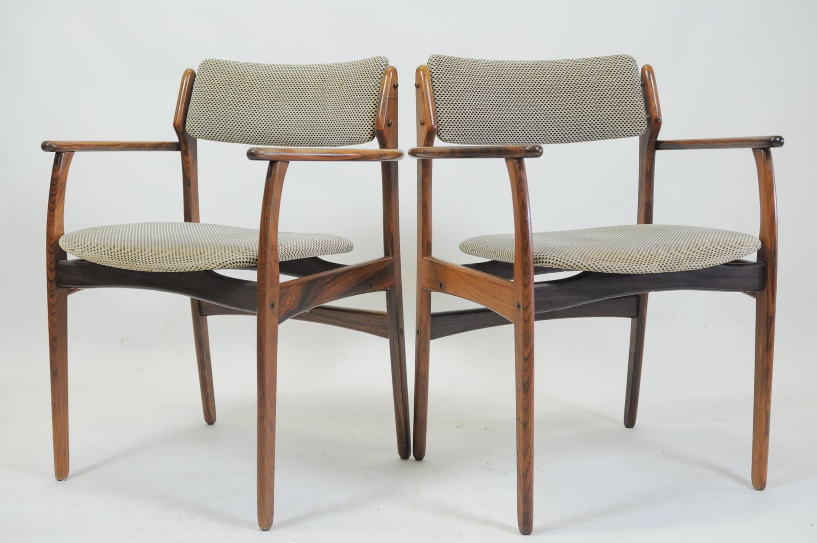 photo for sale 1960s Set Of Four Erik Buch Model 50 Armchairs In Rosewood Reupholstered With Fabric Of Choice