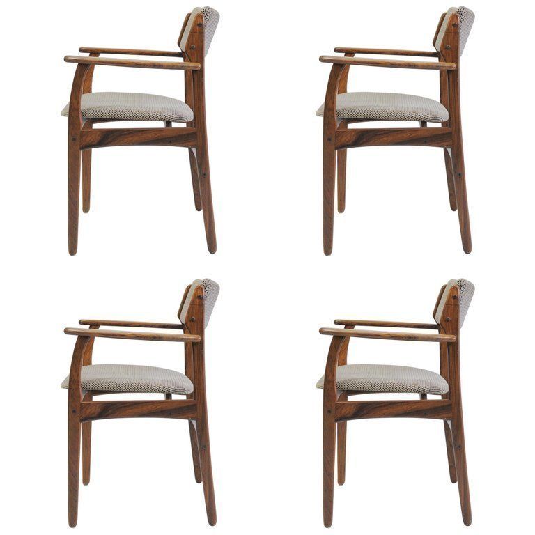 1960s Set Of Four Erik Buch Model 50 Armchairs In Rosewood Reupholstered With Fabric Of Choice