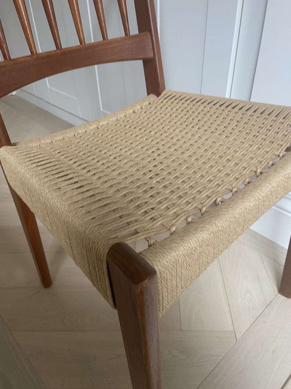 3 X Woven Vintage Wooden Chairs photo for sale