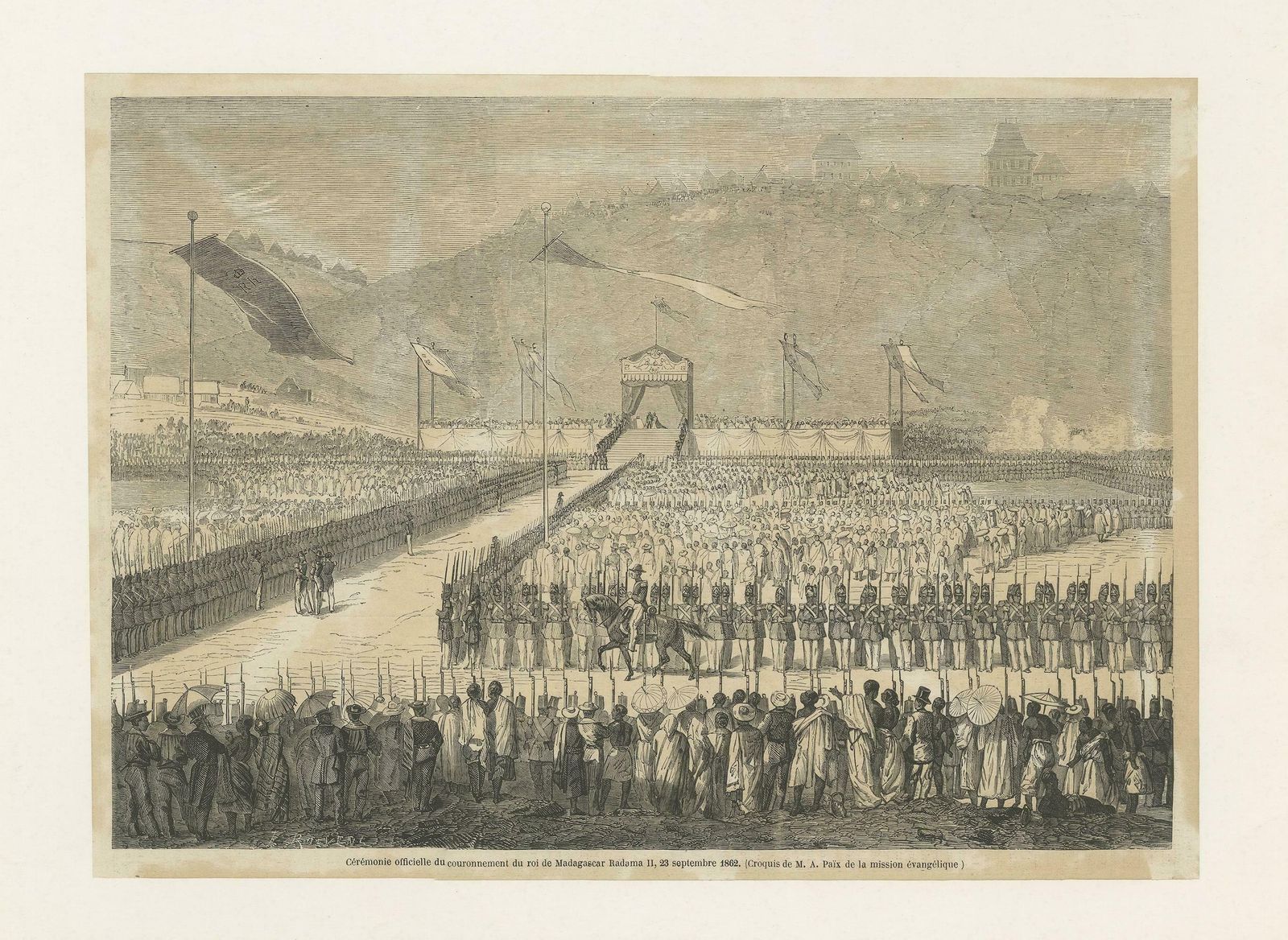 Antique Print Of The Ceremony Of The Coronation Of The King Of Madagascar photo furniture