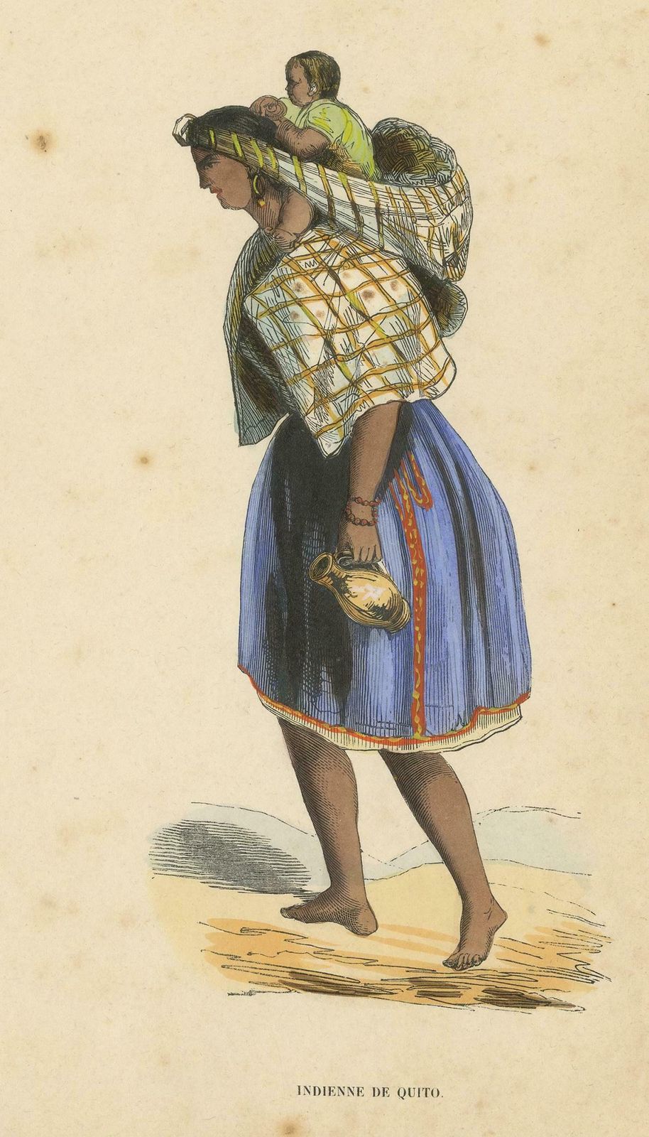Antique Costume Print Of A Woman In Quito By Wahlen, 1843 photo for sale
