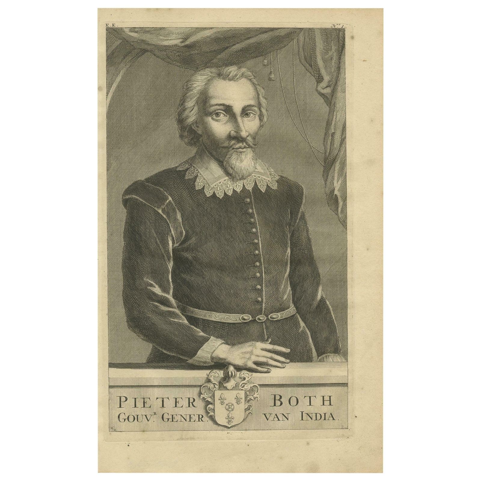 Antique Portrait Of Pieter Both By Valentijn, 1726