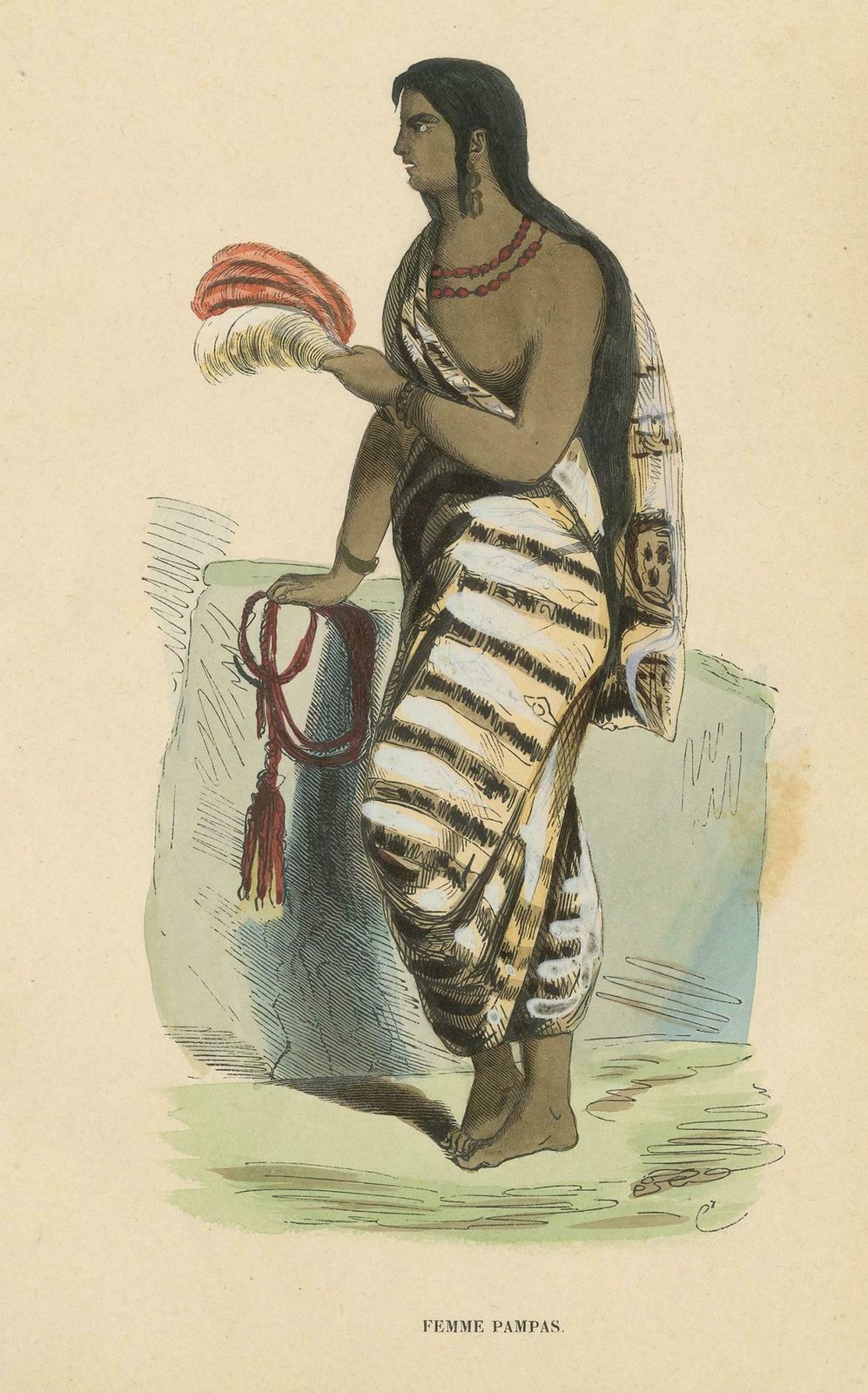 Antique Costume Print Of A Pampas Woman By Wahlen, 1843 photo furniture