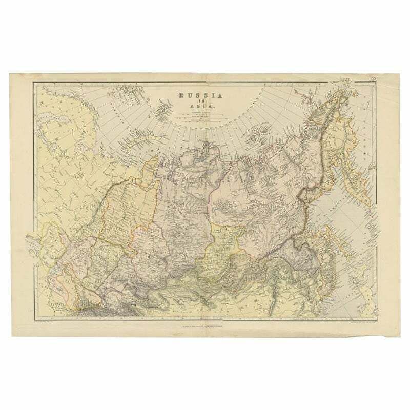 Antique Map Of Russia In Asia By Weller, 1882