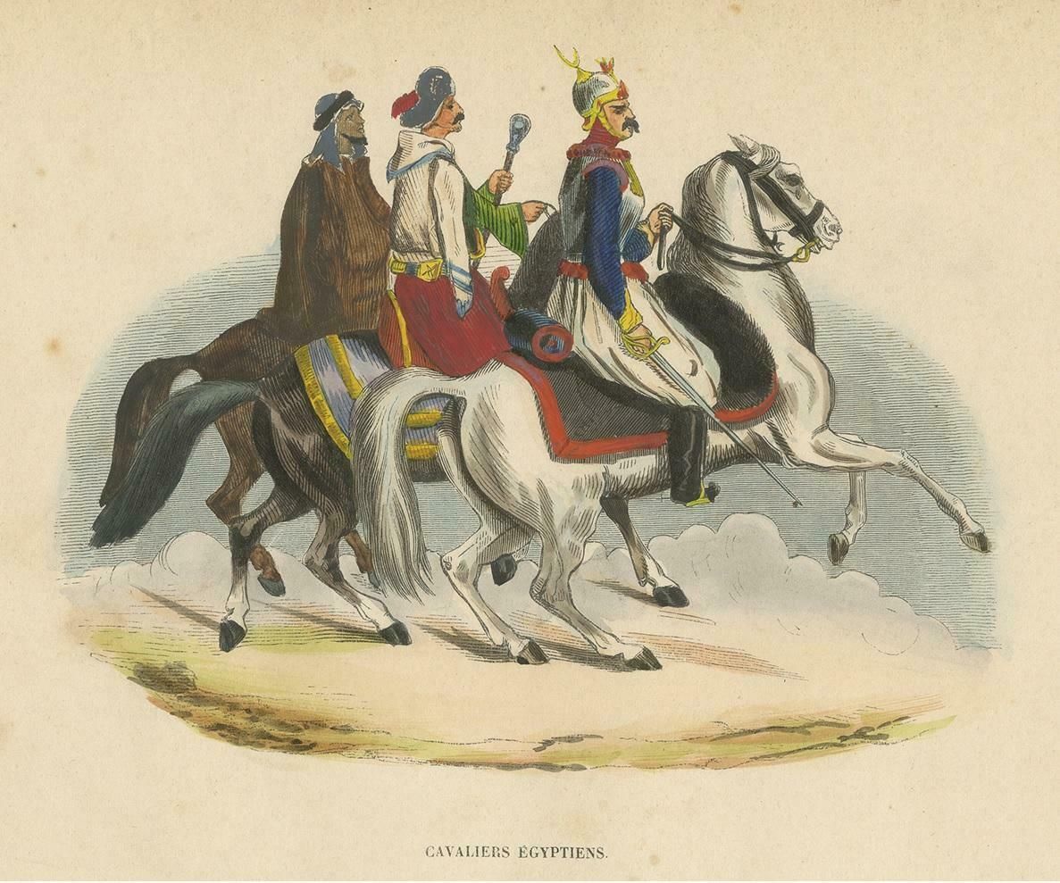 Antique Costume Print Of Egyptian Horsemen By Wahlen, 1843 photo for sale