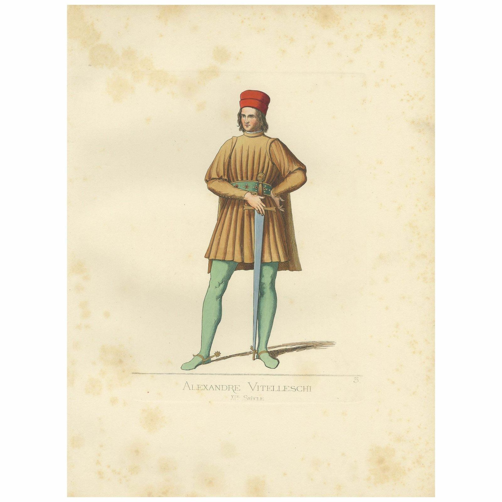 Antique Print Of Alexandre Vitelleschi, Imperial Knight, By Bonnard, 1860