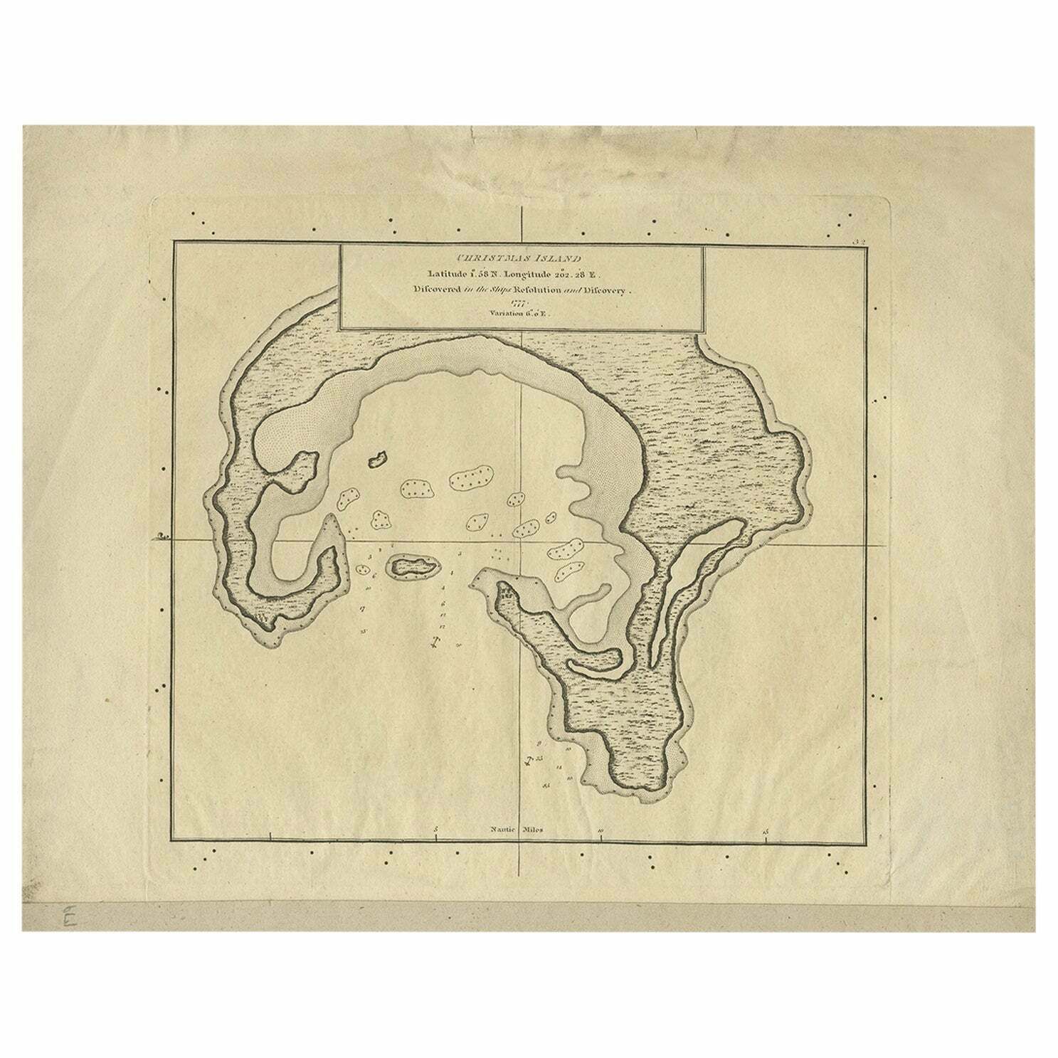 Antique Map Of Christmas Island By Cook, 1784