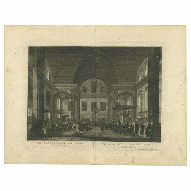 Antique Print Of The 'Oosterkerk' In Amsterdam By Fouquet, 1783