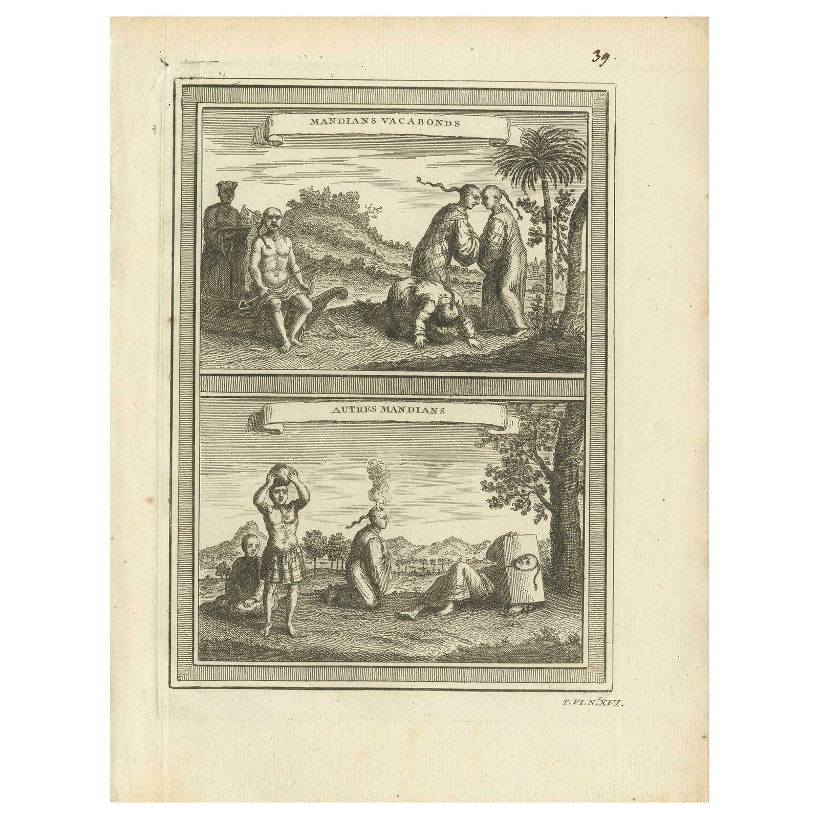 Antique Print Of Chinese Vagabonds By Prévost, 1748