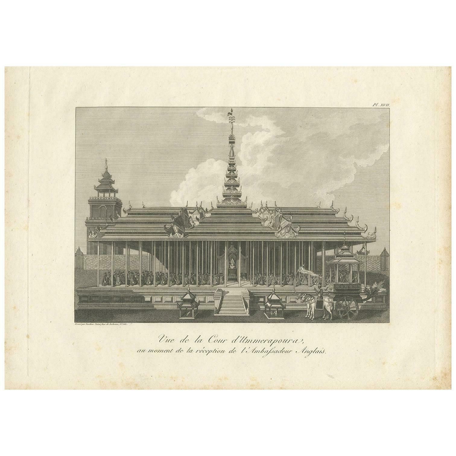 Antique Print Of The Imperial Court In Ummerapoura By Symes, '1800'