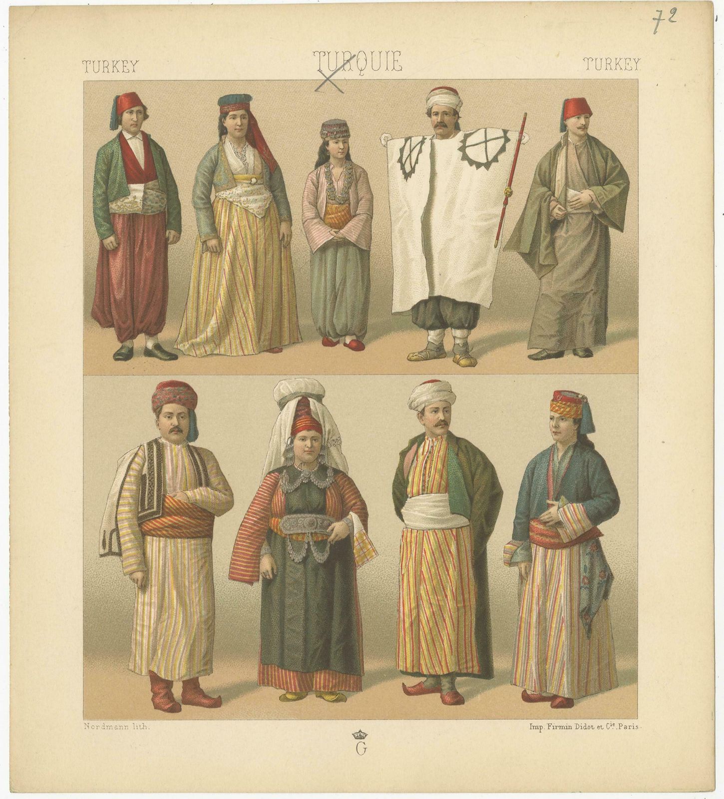 Pl. 72 Antique Print Of Turkish Costumes By Racinet, 'Circa 1880' photo furniture