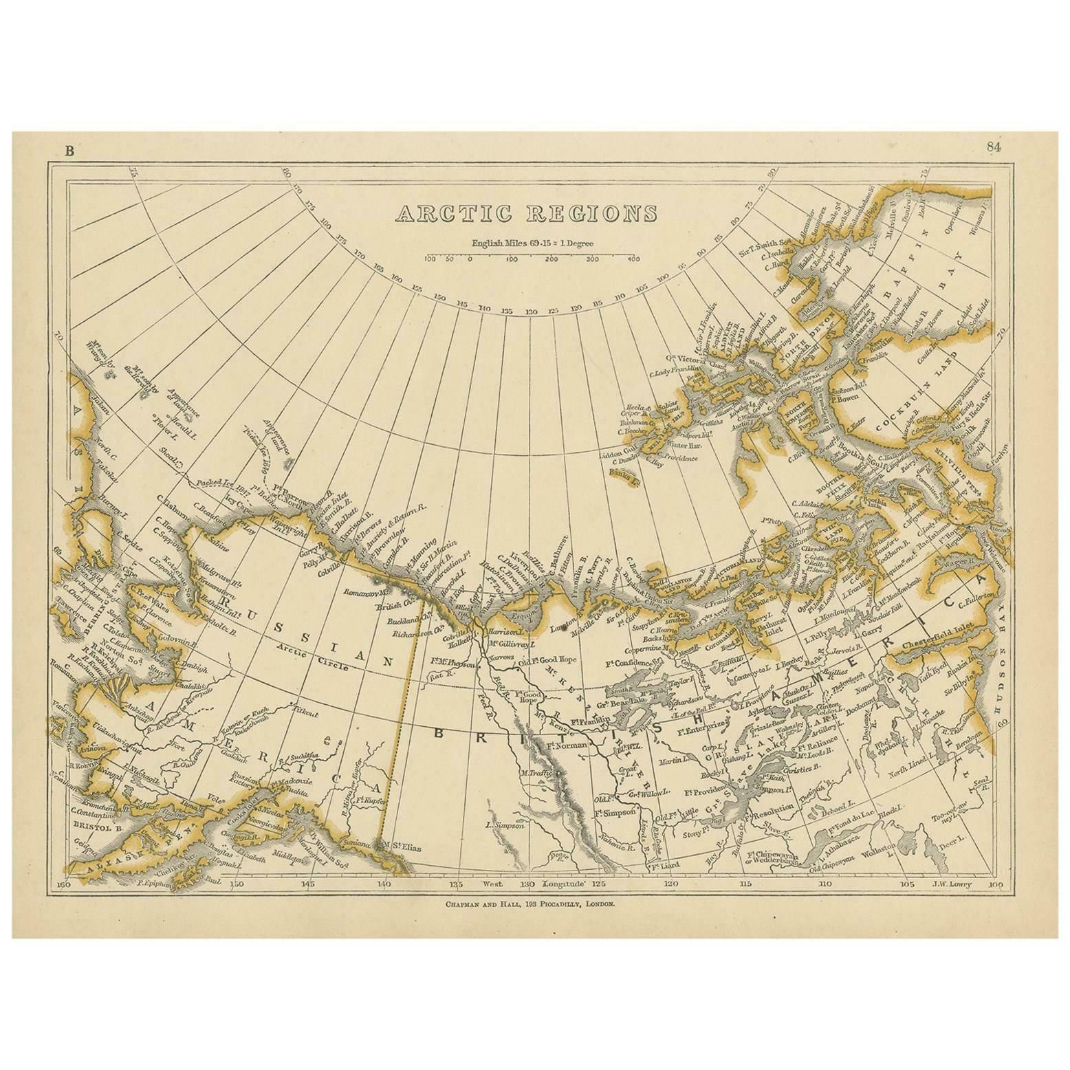 Antique Map Of The Arctic Regions By Lowry '1852'