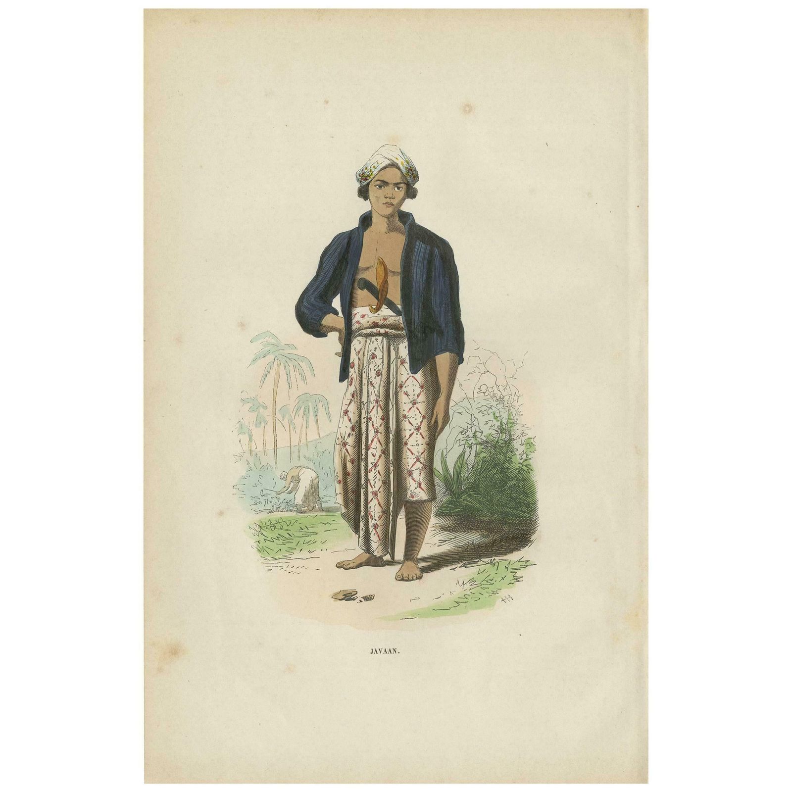 Antique Print Of An Inhabitant Of Java 'Indonesia' By H. Berghaus, 1855