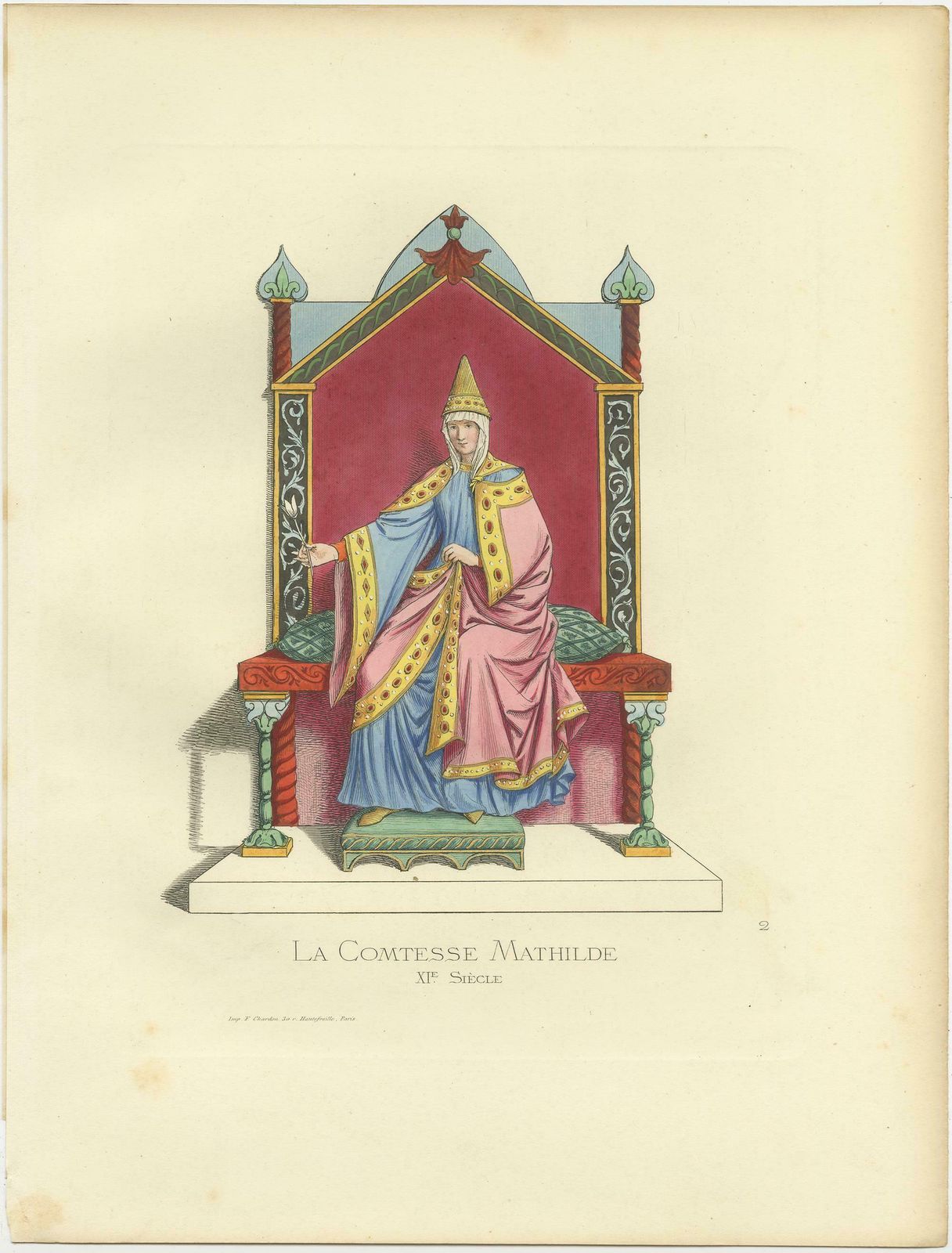 Antique Print Of Matilda Of Tuscany, Italian Countess, By Bonnard, 1860 photo Art
