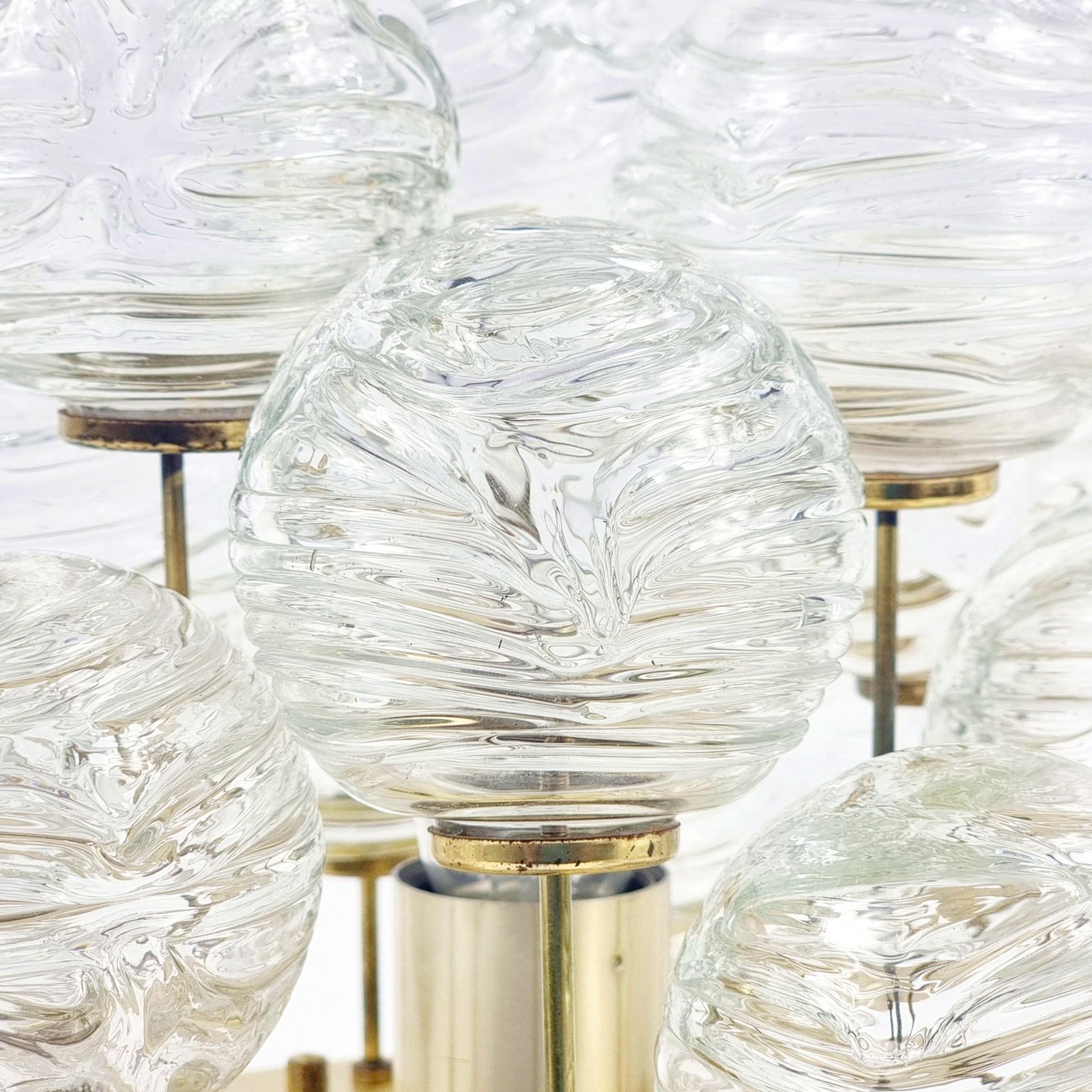 Mid Century Murano Glas & Messing Plafondlamp Van Doria Leuchten, Duitsland, Jaren 1960 photo vinterior