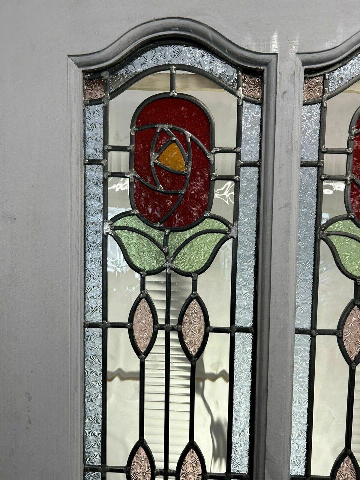 Large Edwardian Stained Glass Front Door Antique Period Reclaimed Old Leaded photo vinterior