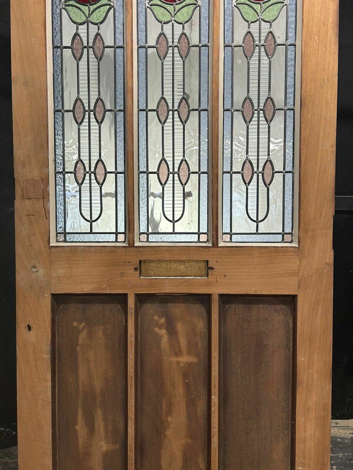 photo vinterior Large Edwardian Stained Glass Front Door Antique Period Reclaimed Old Leaded