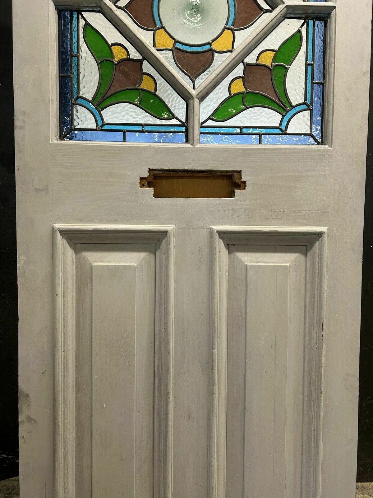 Art Deco Stained Glass Front Door Period Old Reclaimed Antique 20 30 Wood Leaded photo Home Fixtures