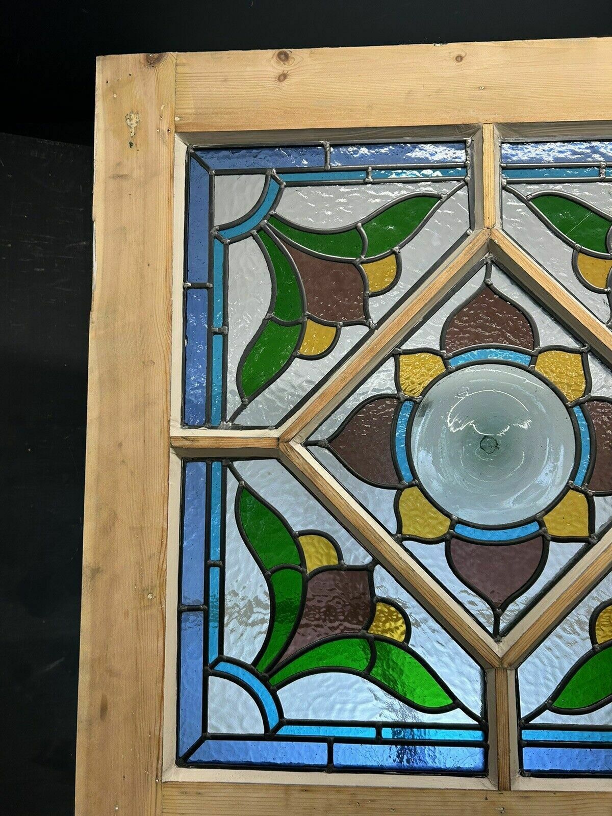 photo vintage Art Deco Stained Glass Front Door Period Old Reclaimed Antique 20 30 Wood Leaded