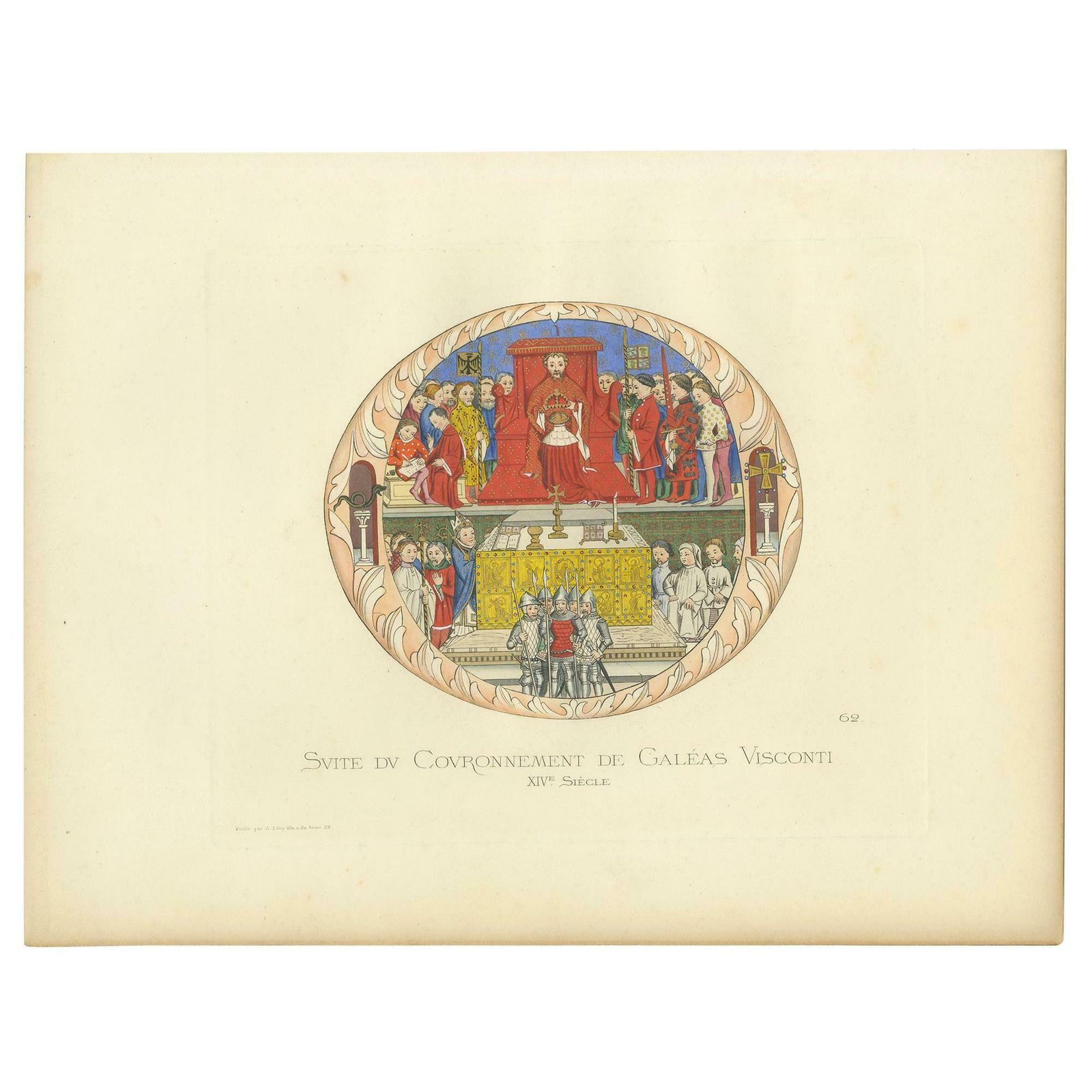 Antique Print Of The Coronation Of Gian Galeazzo Visconti By Bonnard, 1860
