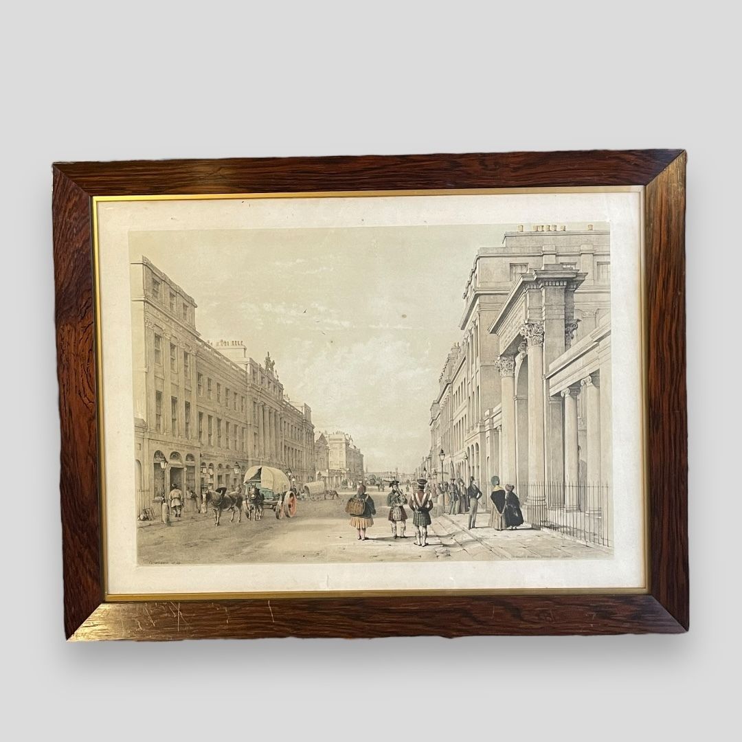 A C19th Hand Coloured Lithograph Of Edinburgh's Regent Bridge, Sw Swarbreck 1837