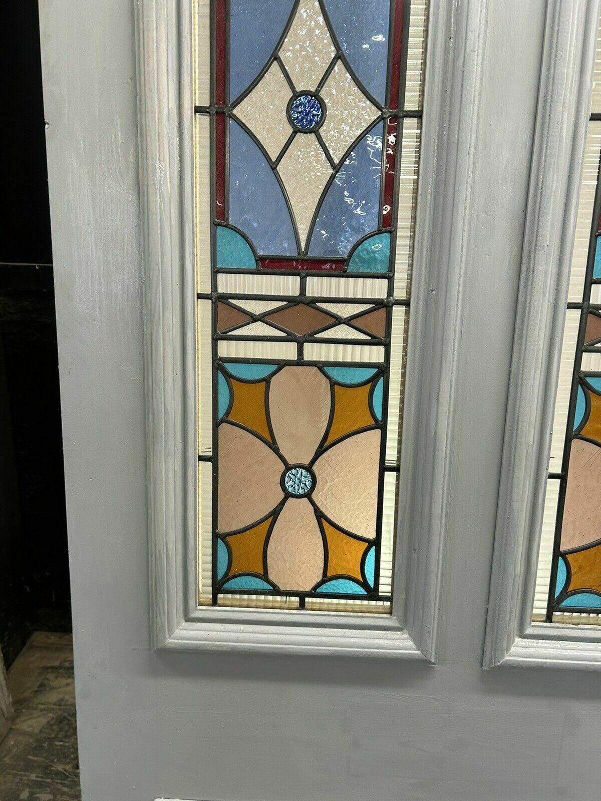 Huge Large Victorian Stained Glass Front Door Old Period Reclaim Antique Rebuilt photo vinterior