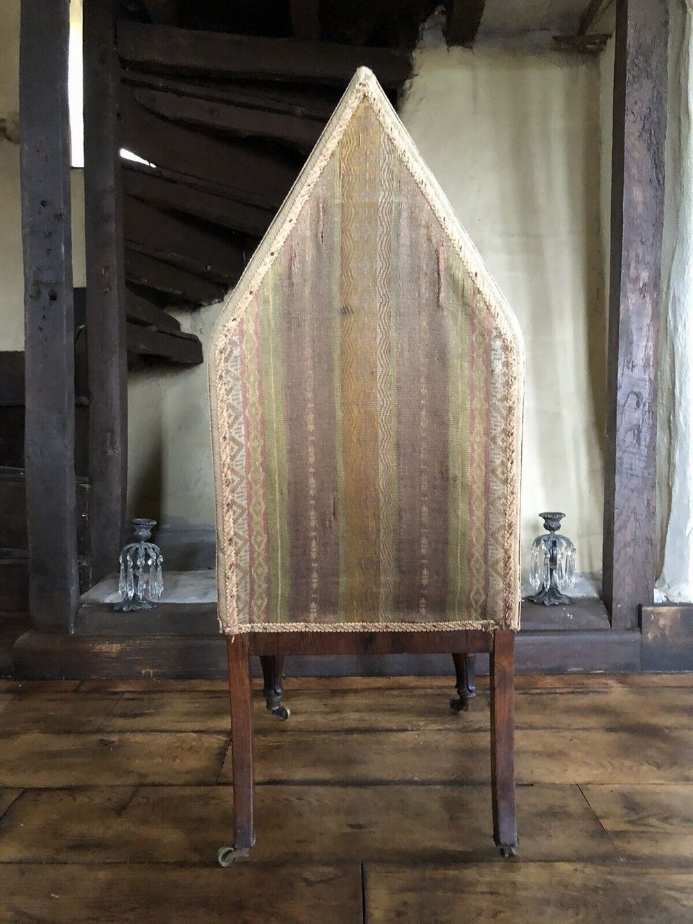 Rare Gothic Orginal Pointed Arch Antique Rosewood Needlework Tapestry Floral Chair photo vintage