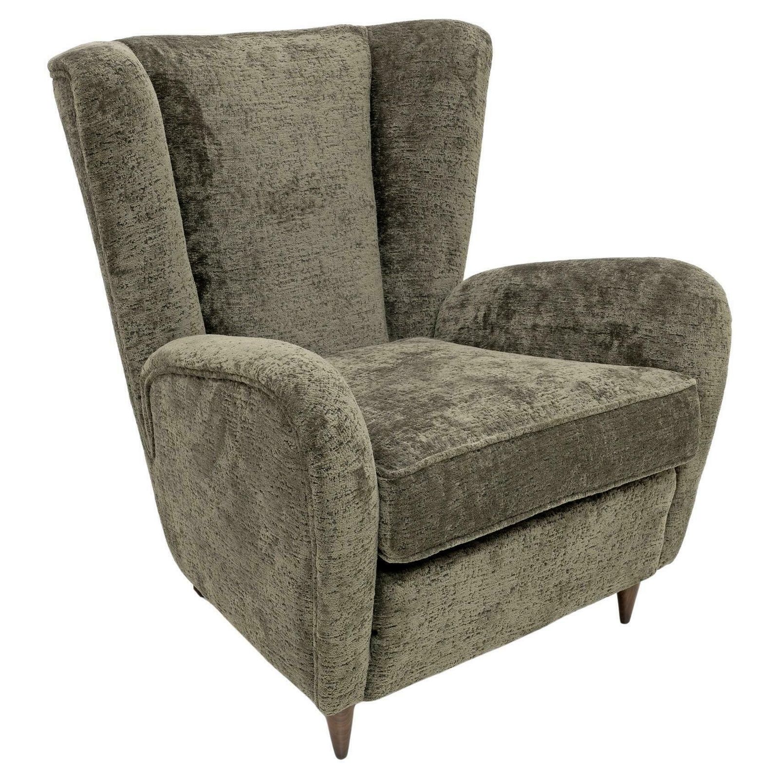 Paolo Buffa Mid Century Modern Italian Walnut And Coating Boucle Armchair, 1950s