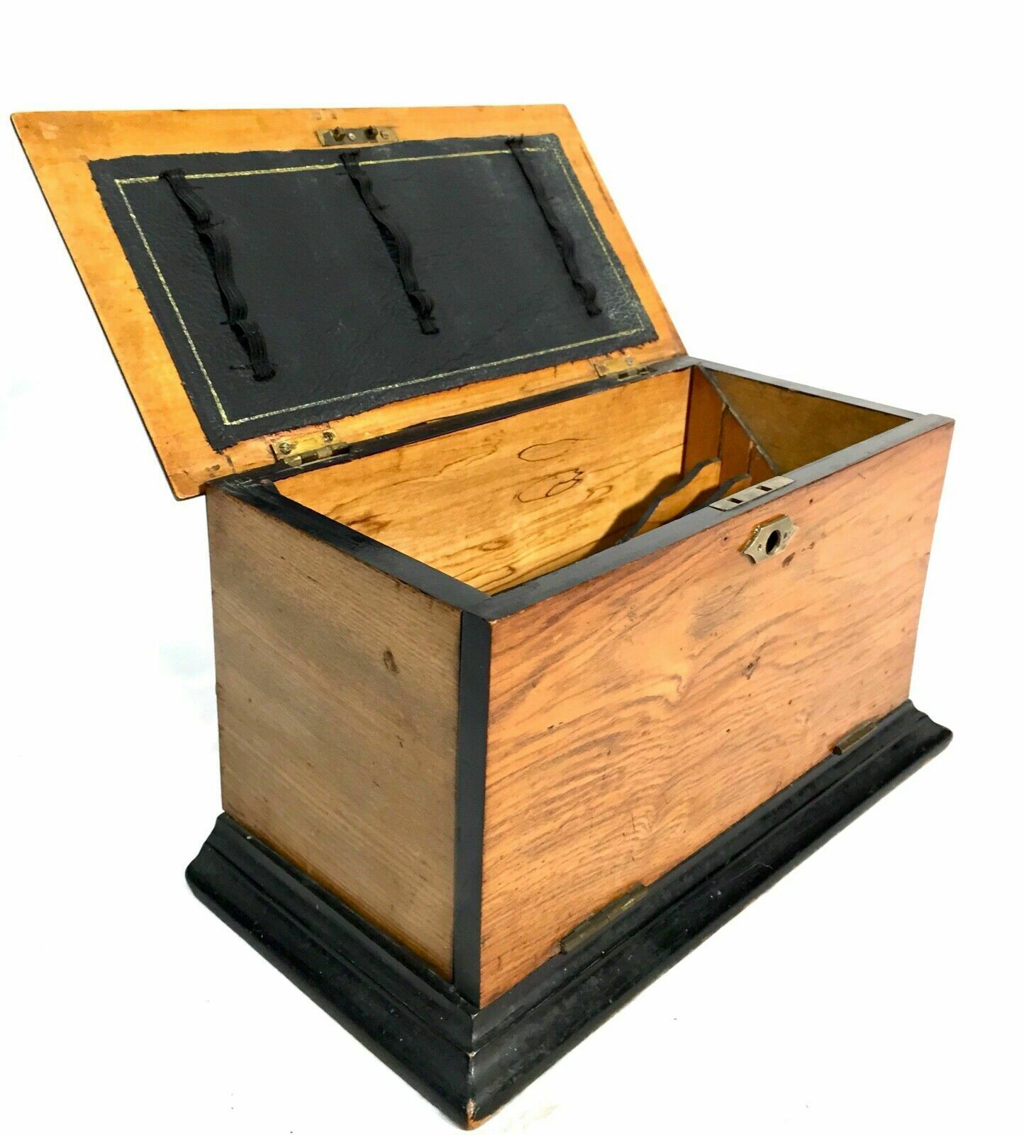 Antique Wooden Stationery Box & Inkwell Stand Set Letter Desktop Tidy / Cabinet photo vinterior