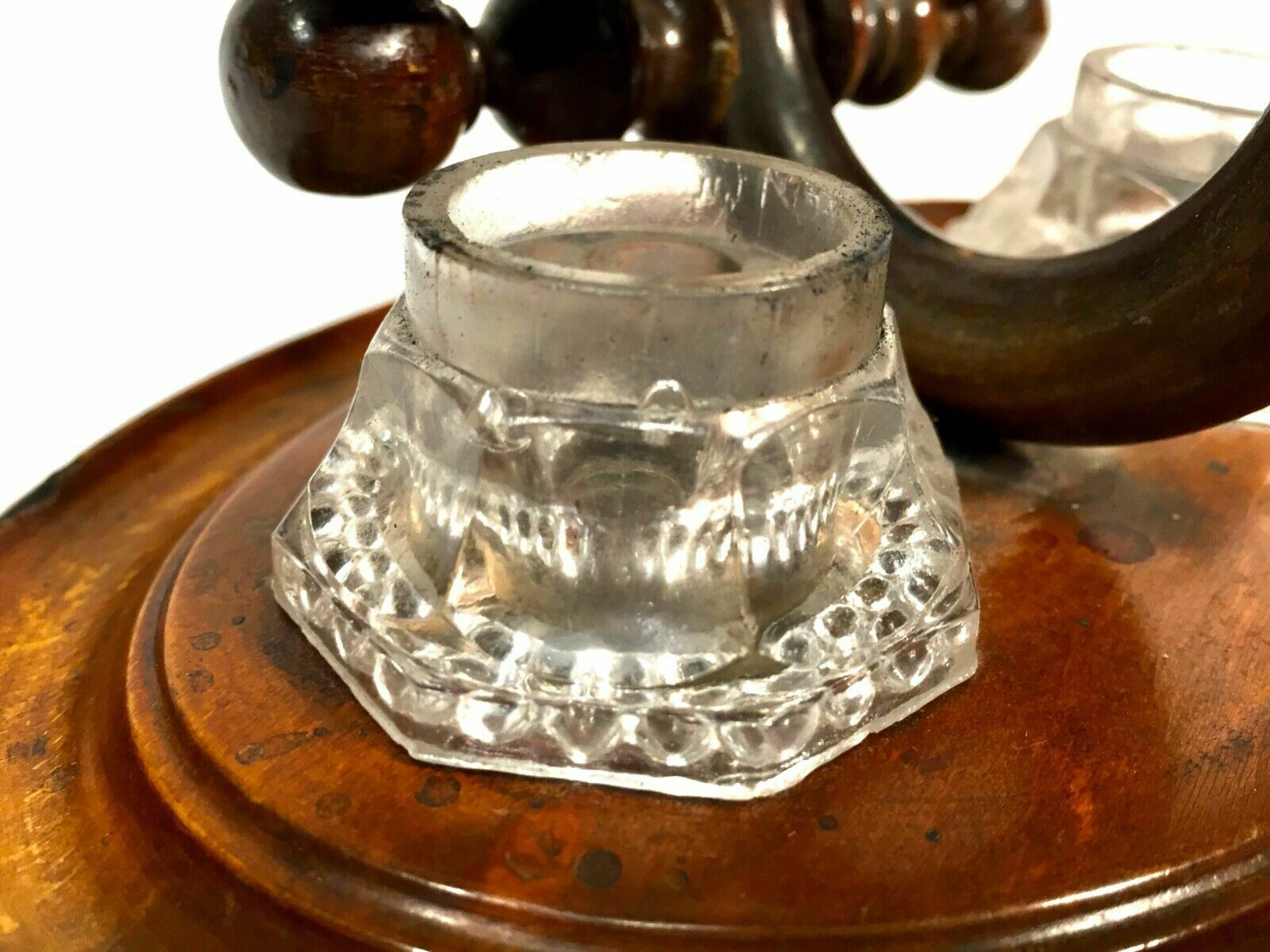 photo for sale Antique Wooden Stationery Box & Inkwell Stand Set Letter Desktop Tidy / Cabinet