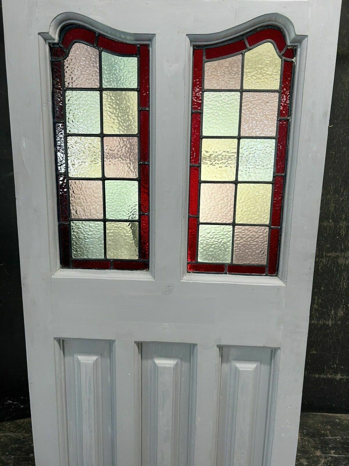 Edwardian Stained Glass Front Door Antique Period Hardwood Reclaimed Old Leaded photo Home Fixtures