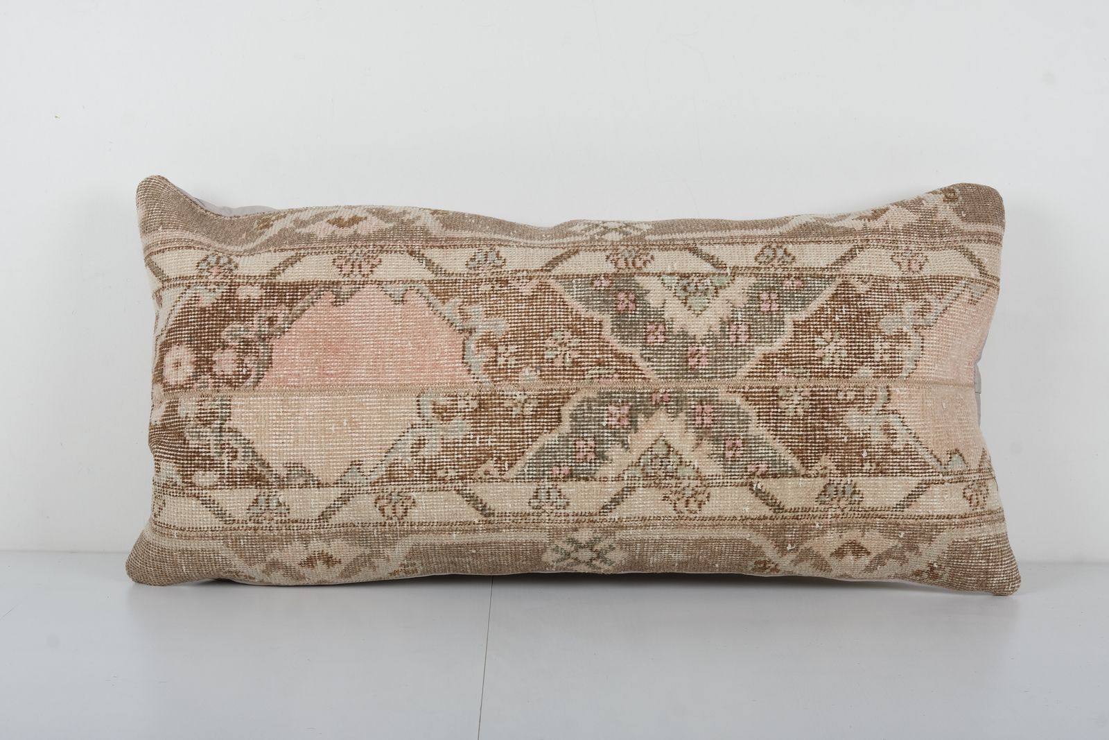 Traditional Turkish Rug Pillow Cover, Ethnic Handmade Lumbar Bedding Cover, Carpet Soft Wool Pillow