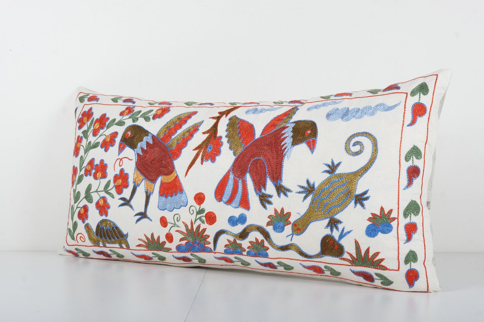 Tashkent Suzani Floral Bedding Pillow Case Made From A 19th Century Suzani   Animal Garden Hippie Long Pillow Case photo furniture