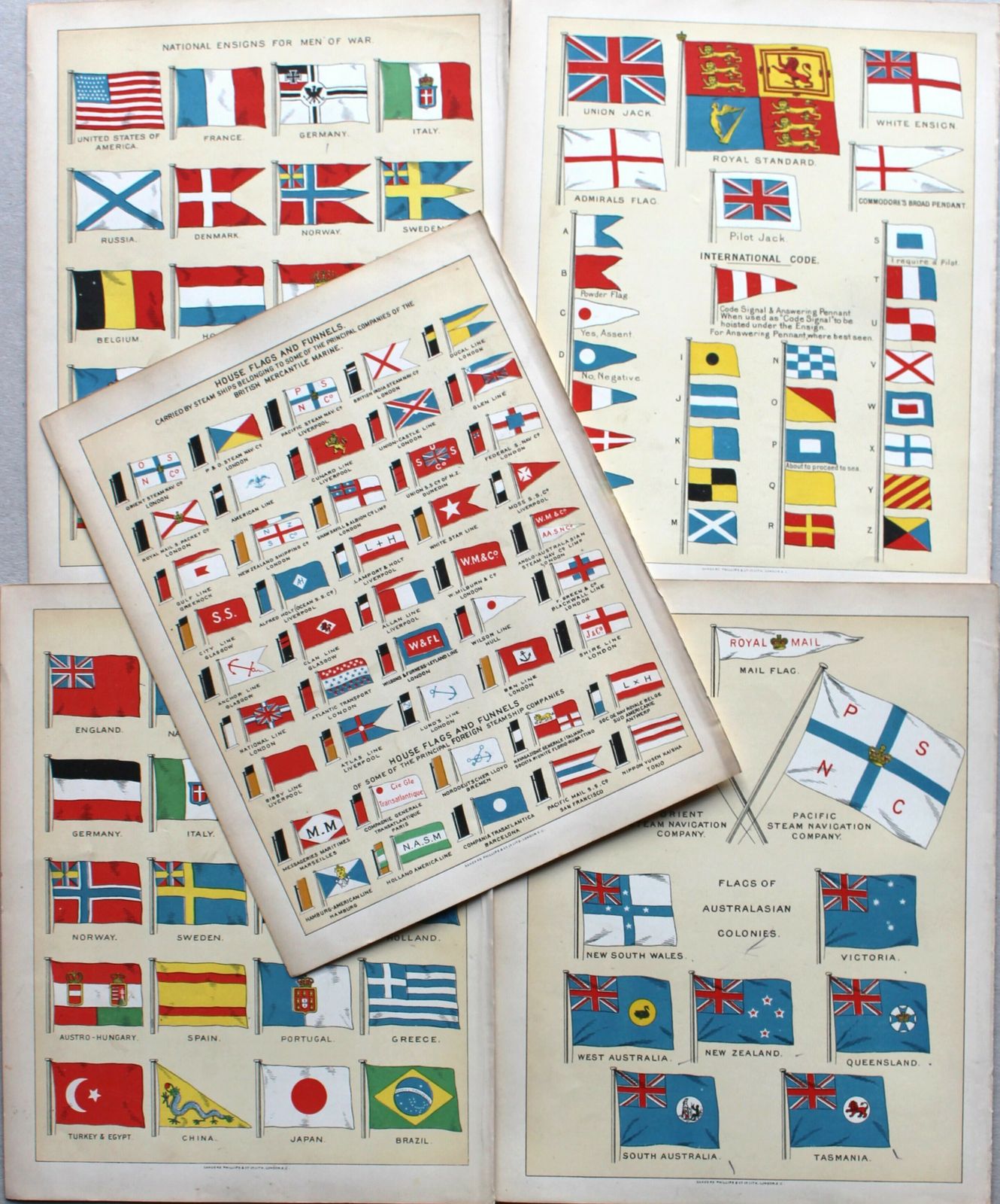 A Set Of Five Flags National Colours For Merchant Marine And More